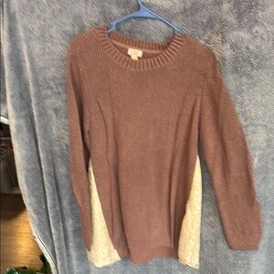 LOGO by Lori Goldstein Brown Knit Crew Neck Sweater